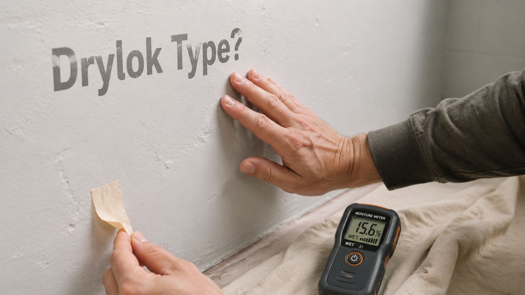 A person checking a concrete wall for moisture levels with a digital meter before applying paint.