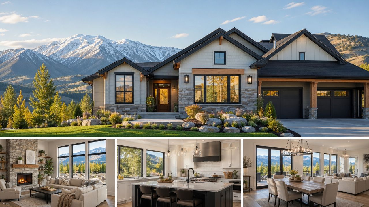 A luxurious mountain home with modern windows showcasing scenic views, highlighting features that can increase property value.